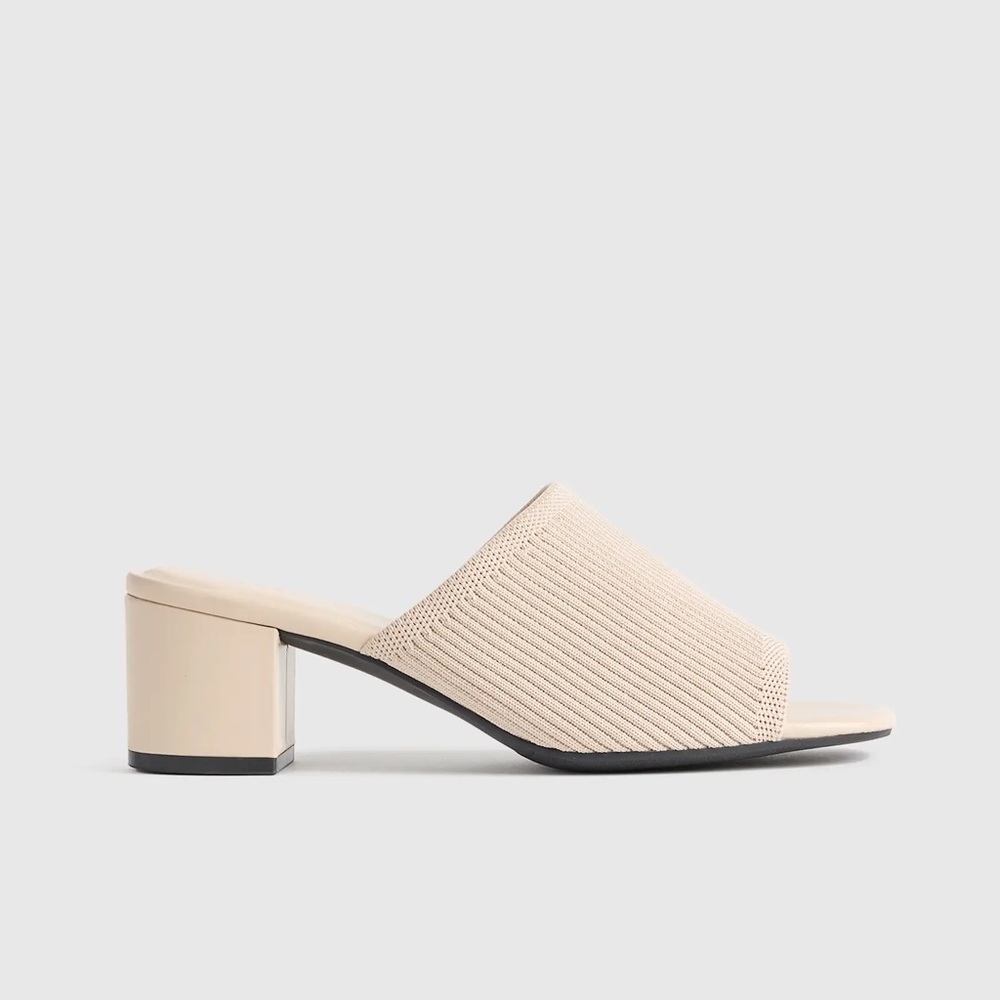 Quince Italian Leather & Eco Knit Heeled Mule
